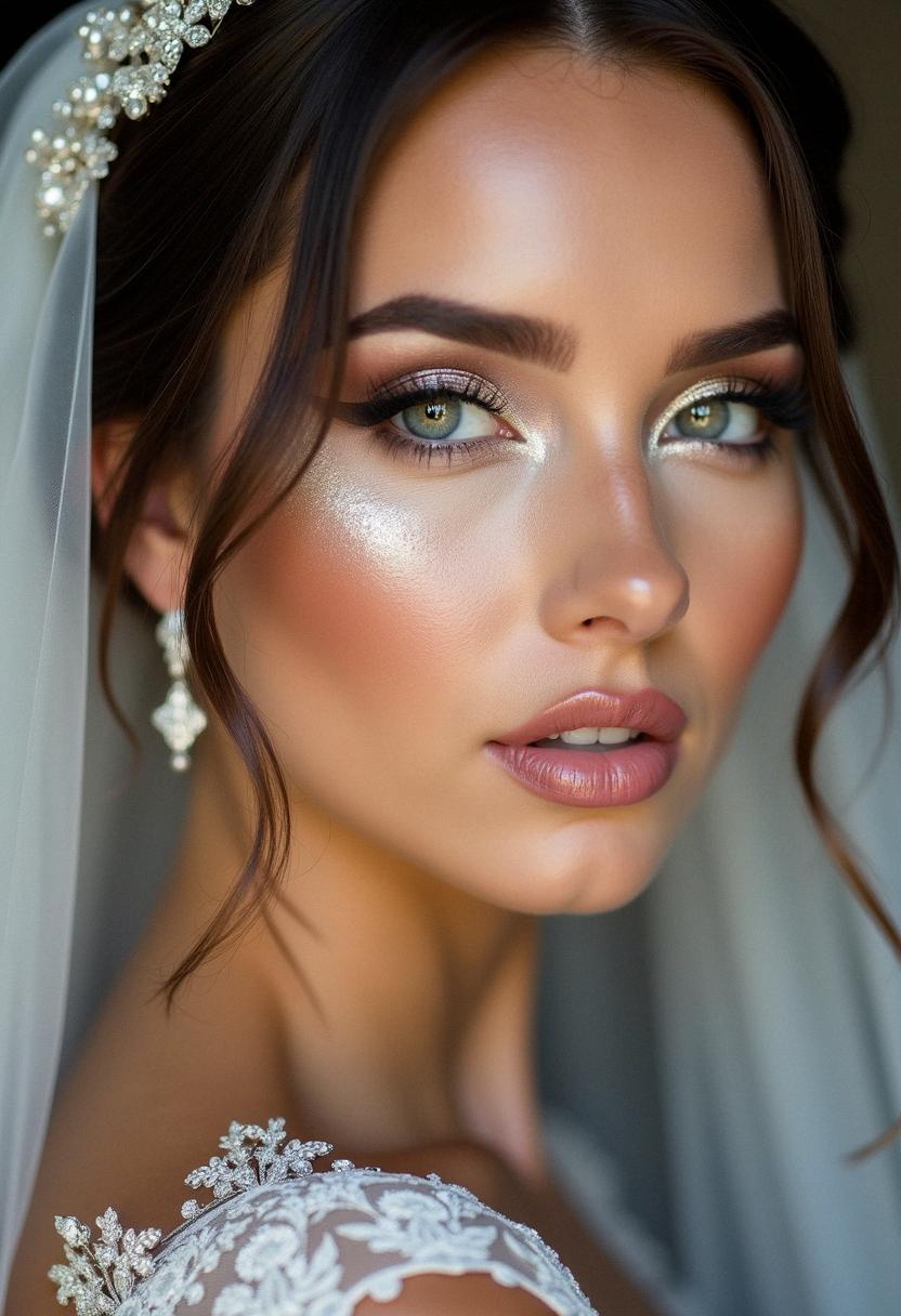 glitter makeup bride