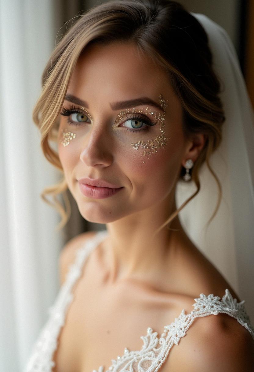 glitter makeup bride