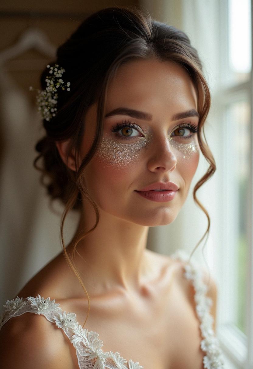 glitter makeup bride