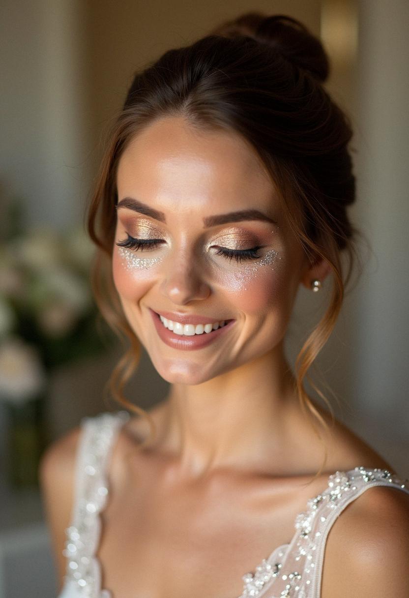 glitter makeup bride