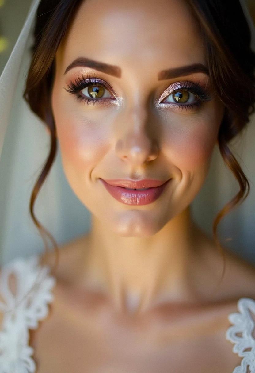 glitter wedding makeup bride