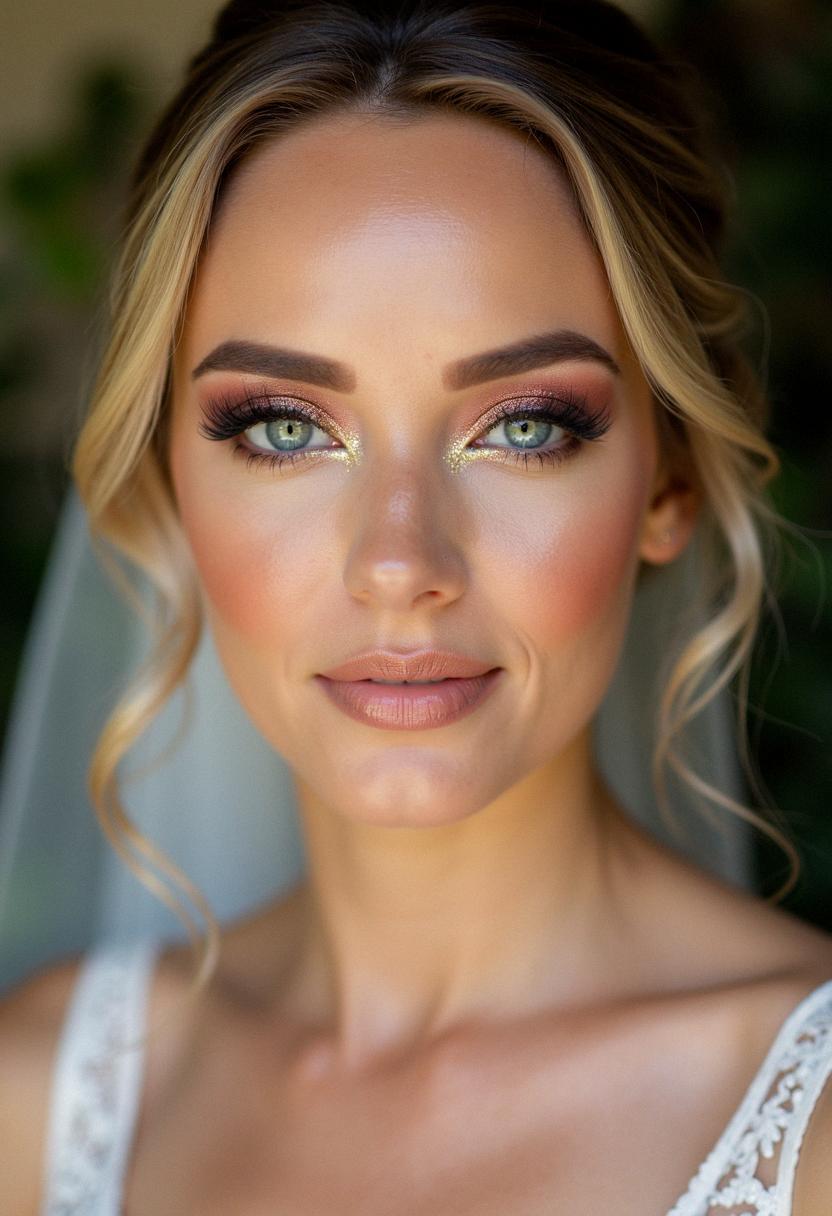 glitter wedding makeup bride