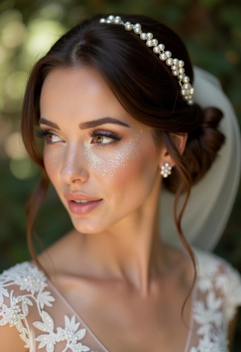 glitter wedding makeup bride