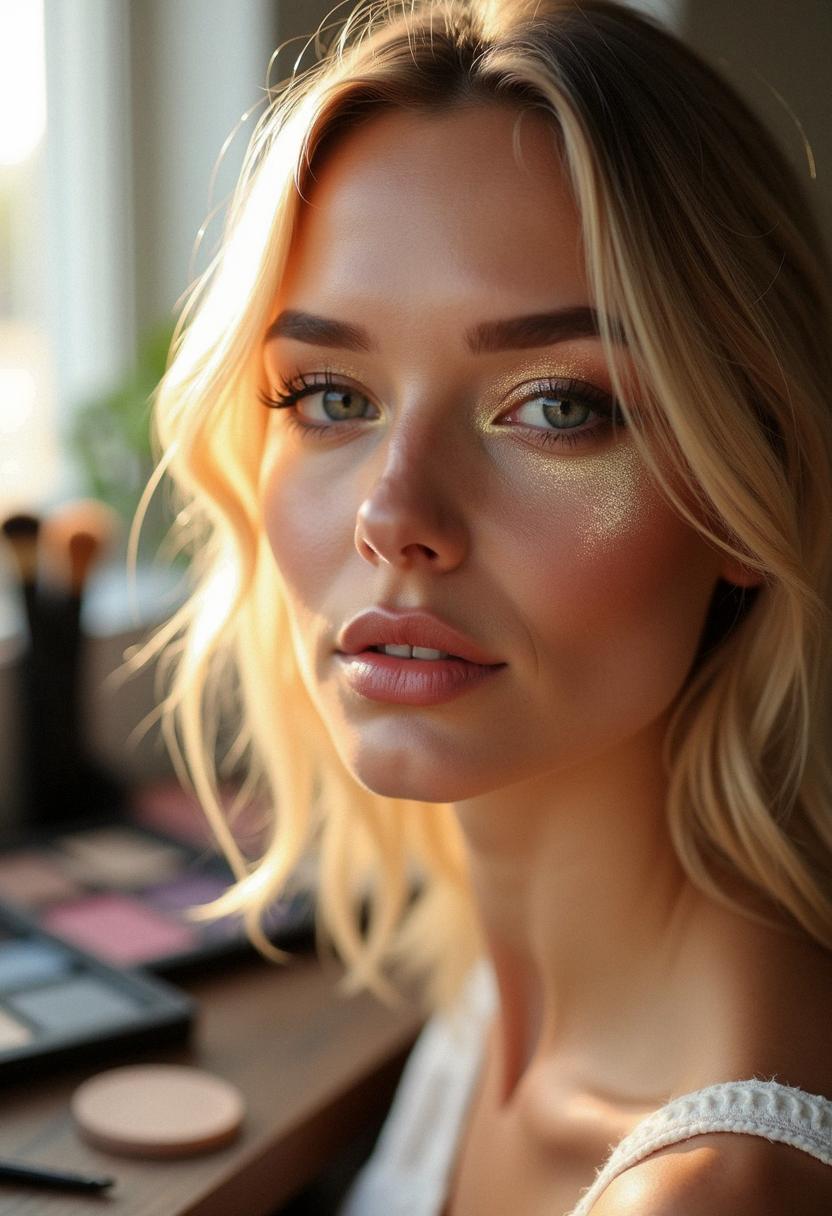 glowy makeup for blondes