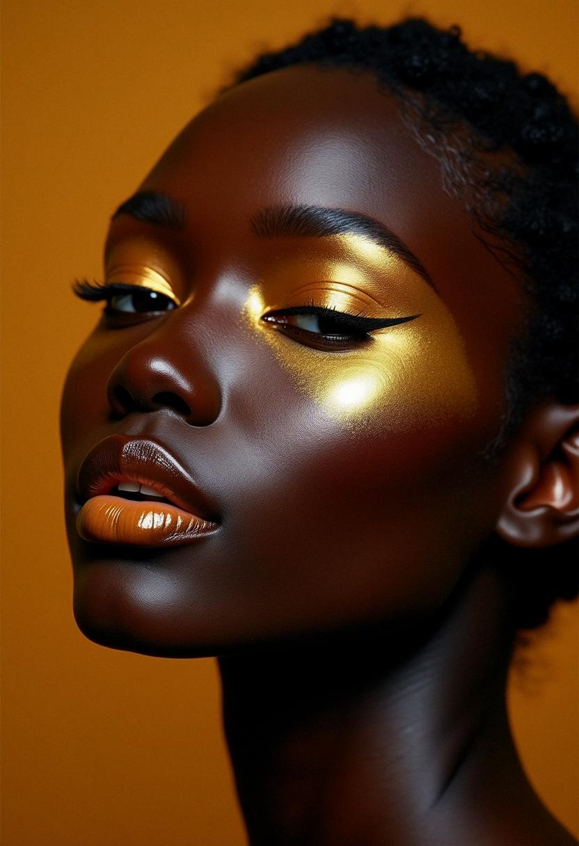 gold makeup black skin