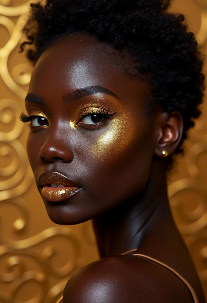 gold makeup black skin