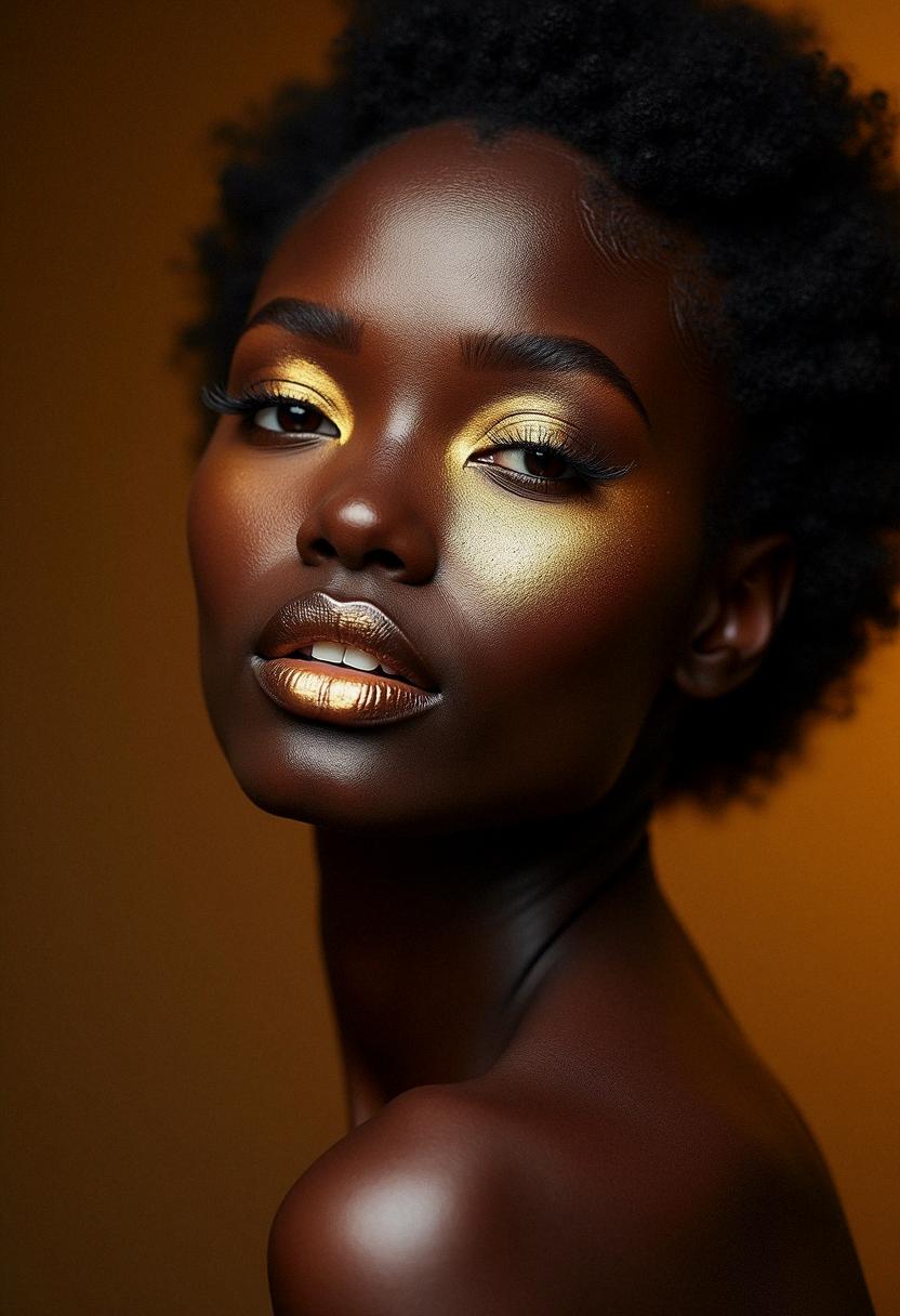 gold makeup black skin