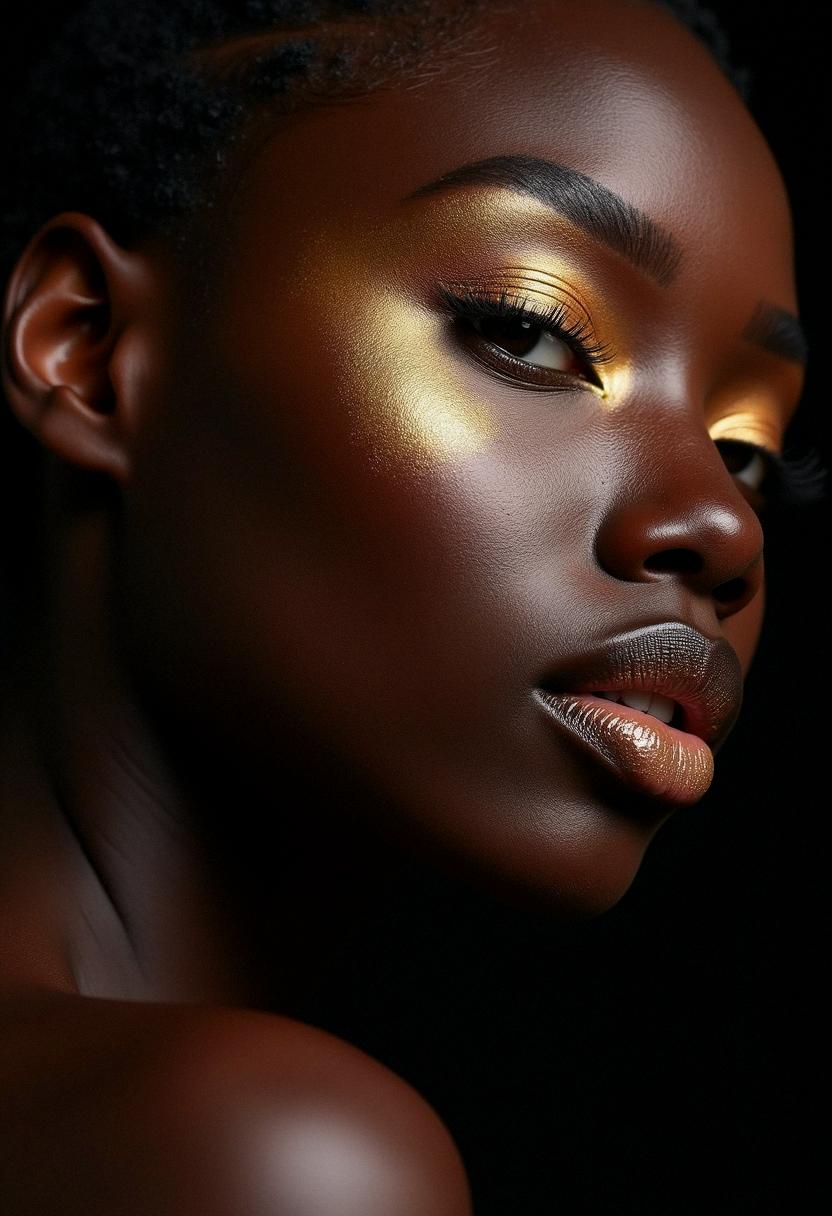 gold makeup black skin