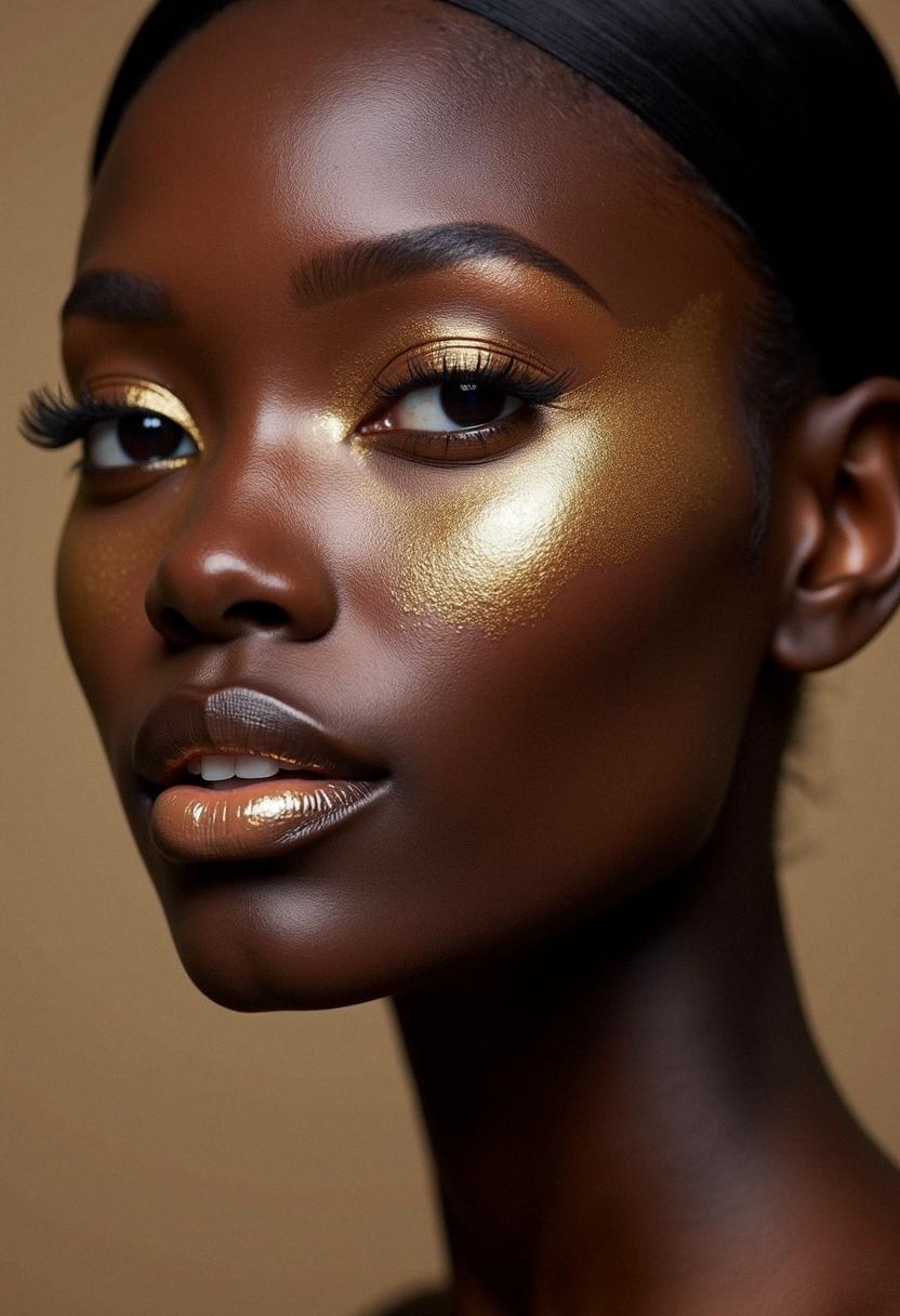 gold makeup black skin