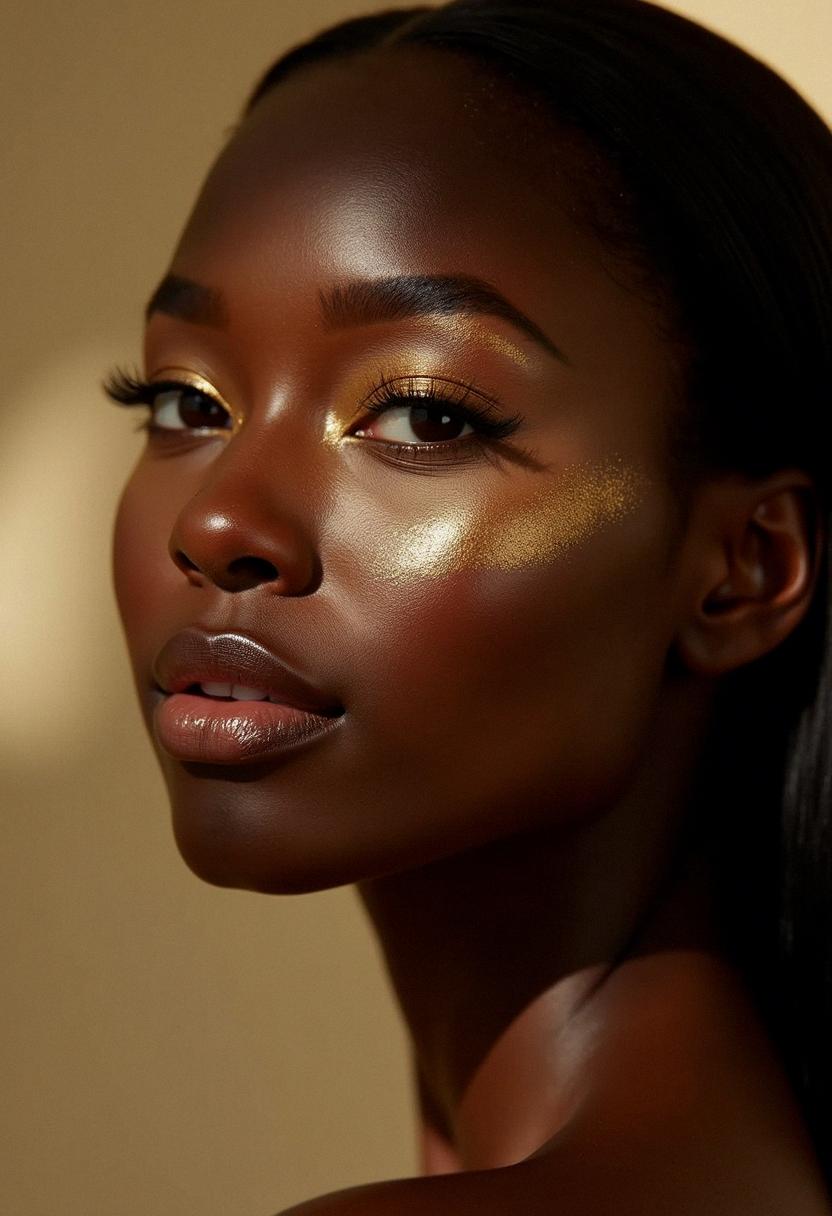 gold makeup black skin