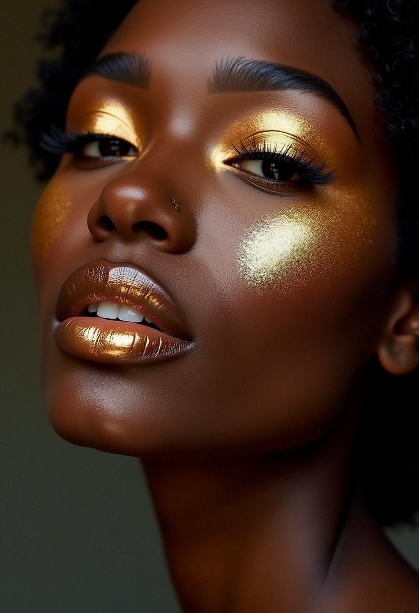 gold makeup black skin