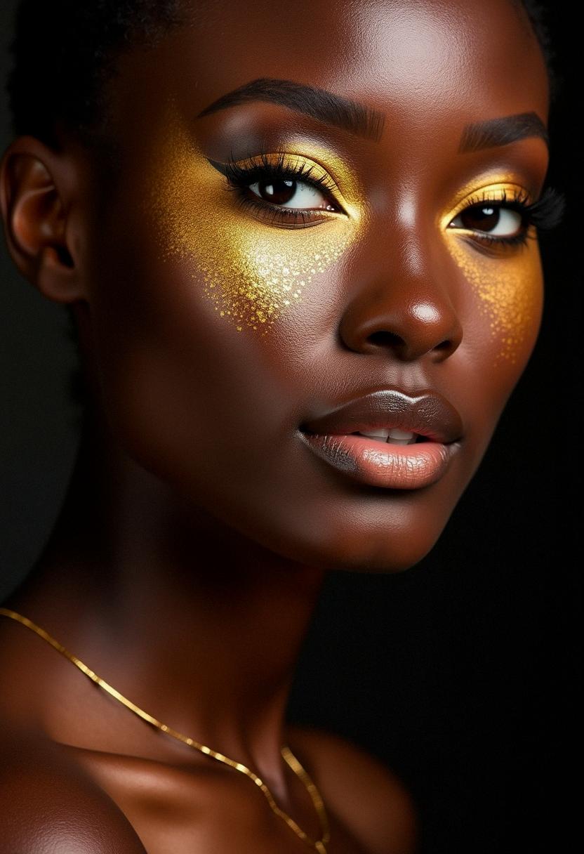 gold makeup black skin