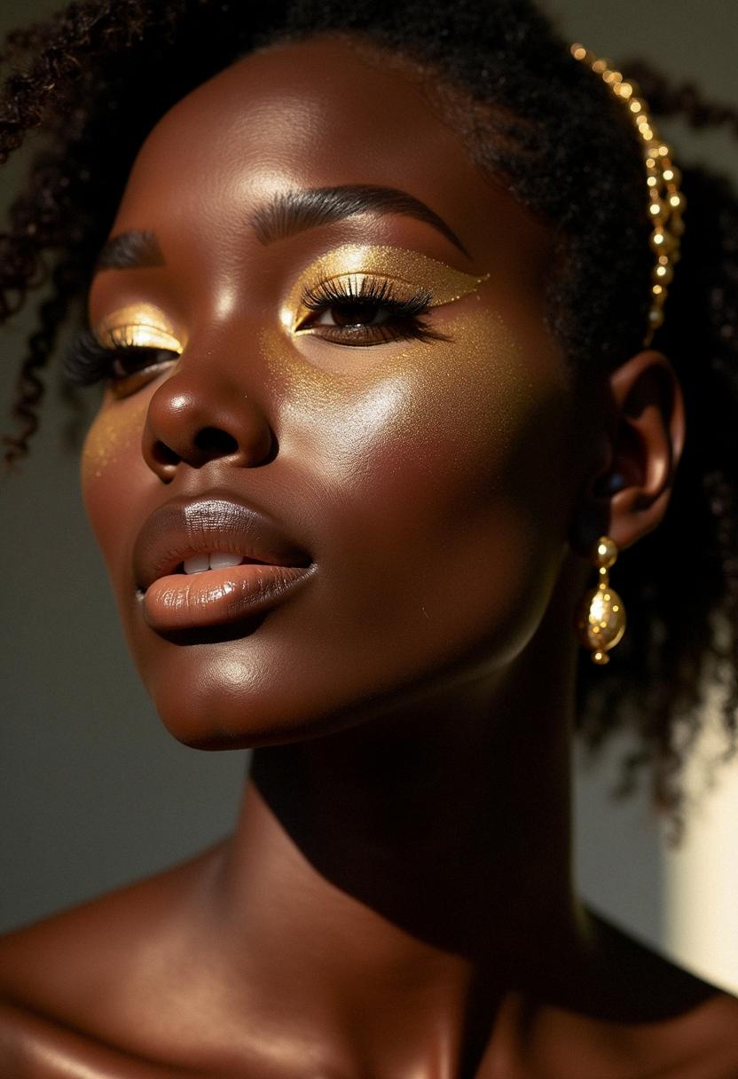 gold makeup black skin