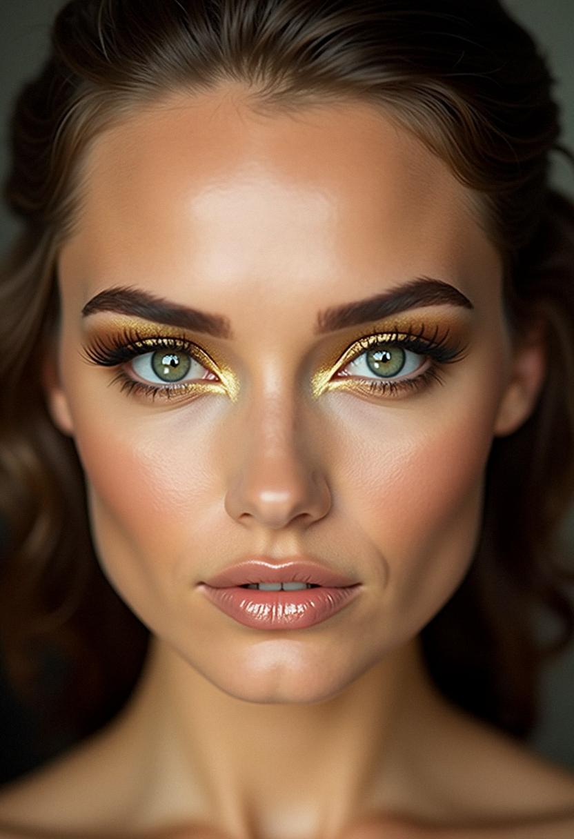 gold makeup green eyes