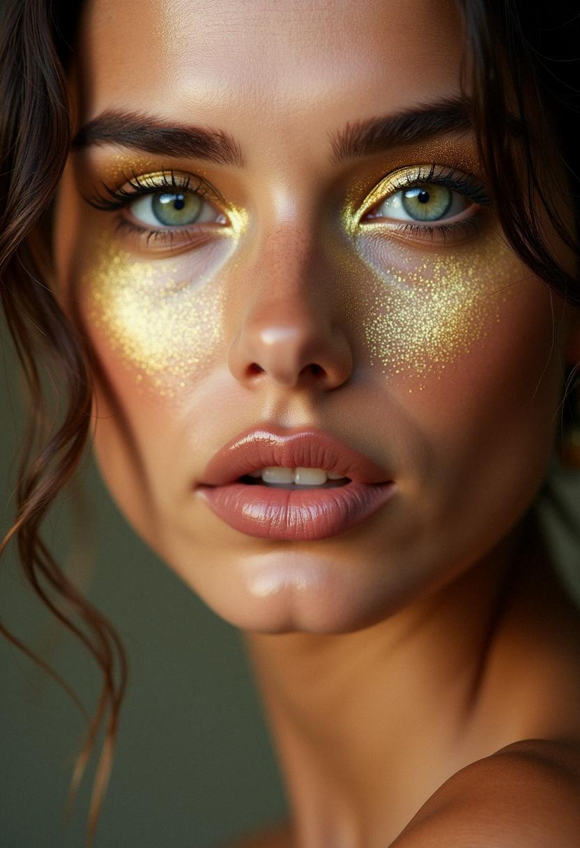 gold makeup green eyes