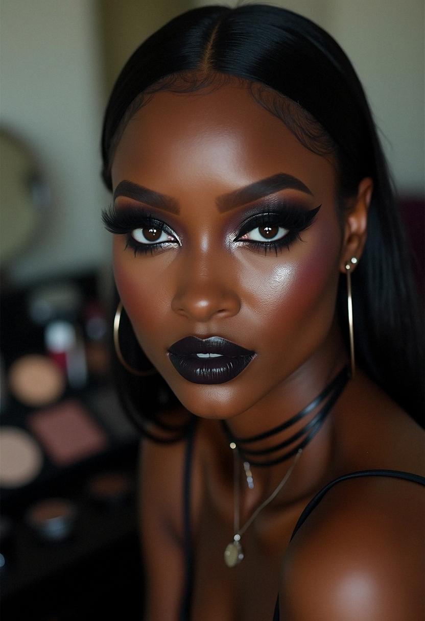 goth makeup dark skin