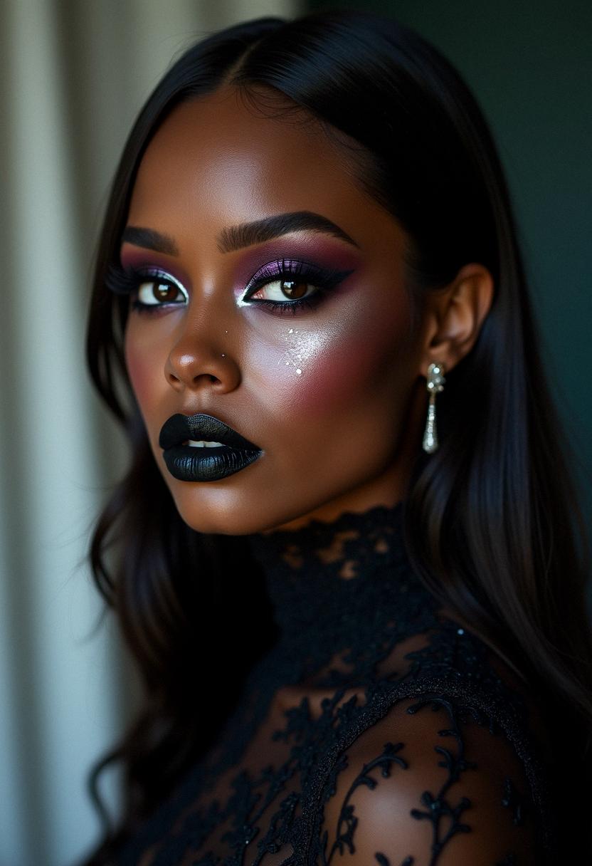 goth makeup dark skin