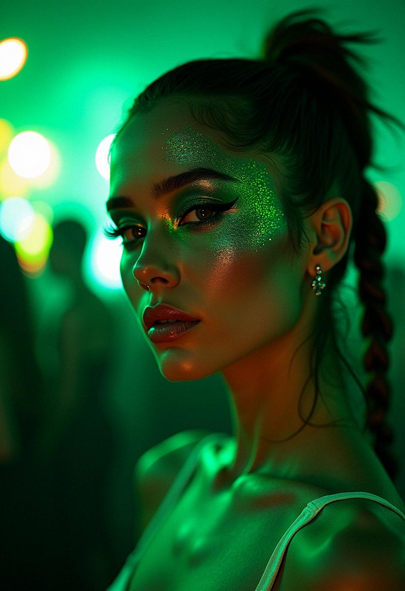 green eye makeup rave