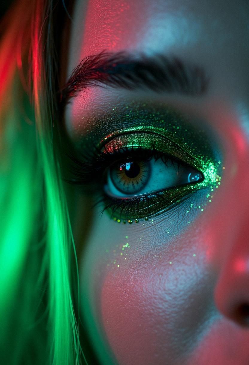 green eye makeup rave