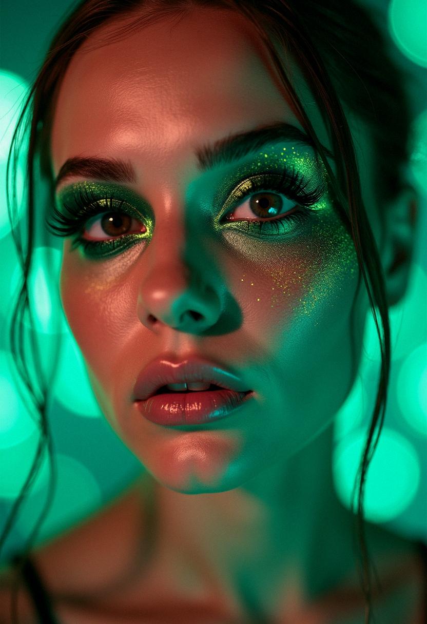 green eye makeup rave