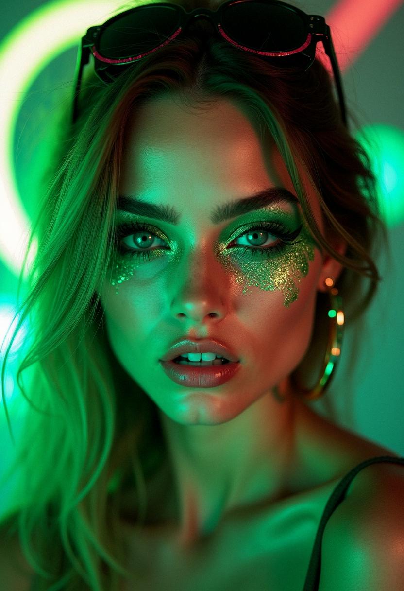 green eye makeup rave