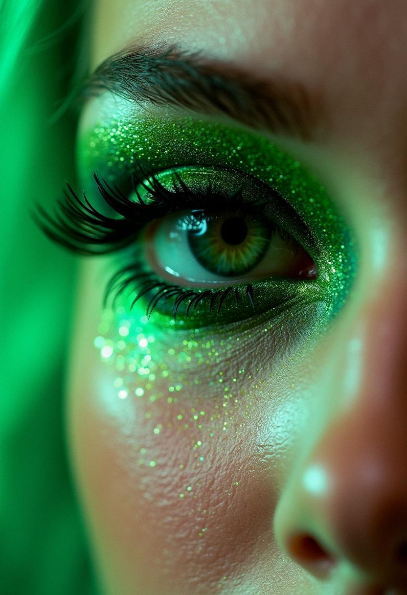 green eye makeup rave