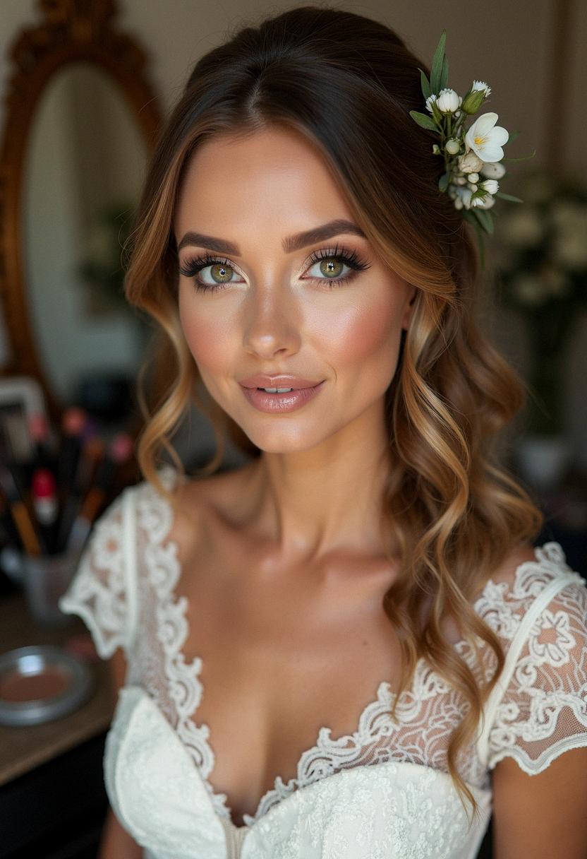green eyes wedding makeup bride