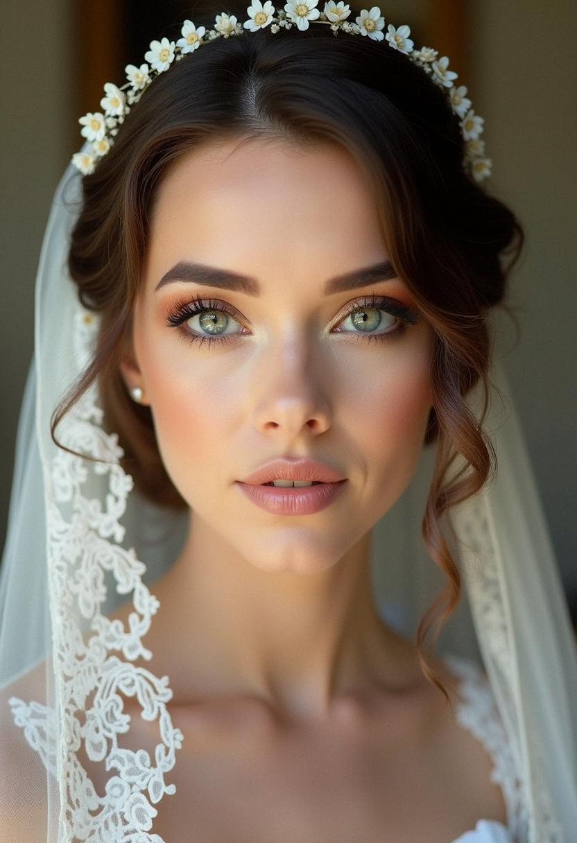 green eyes wedding makeup bride
