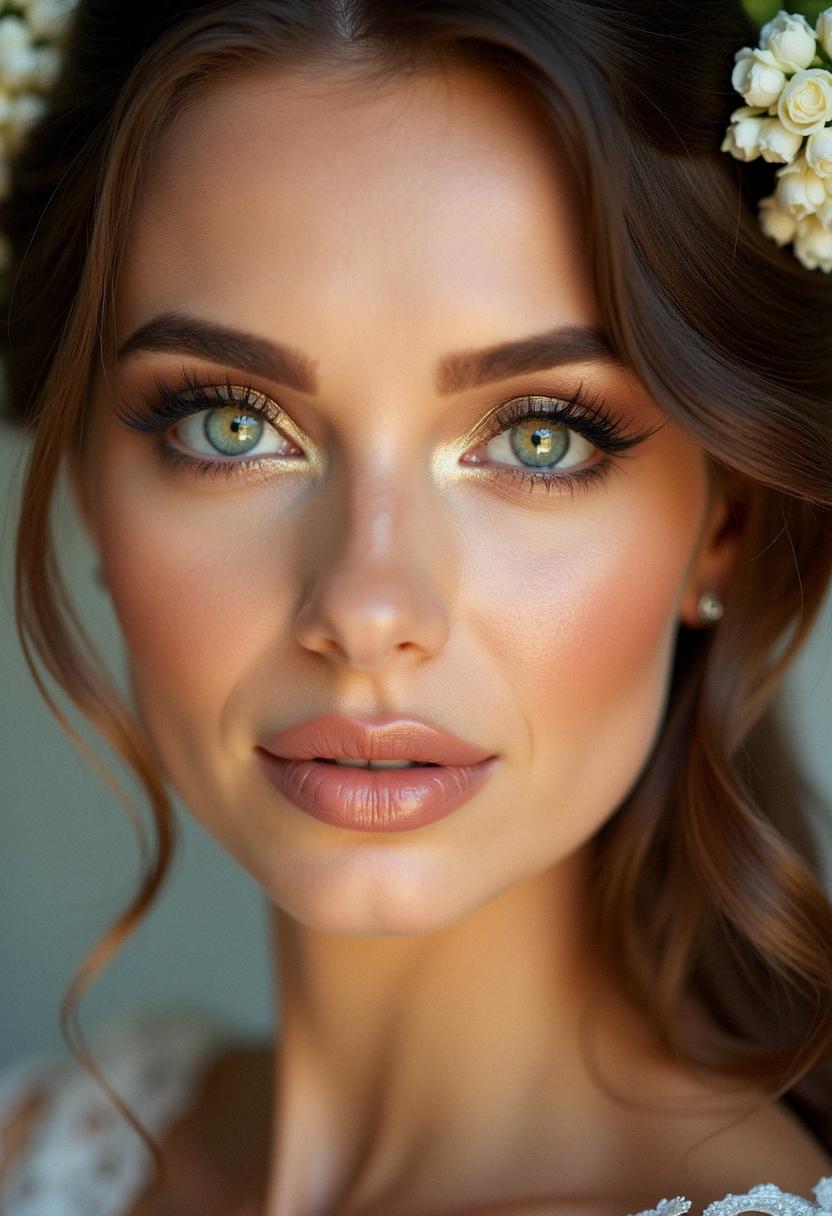 green eyes wedding makeup bride