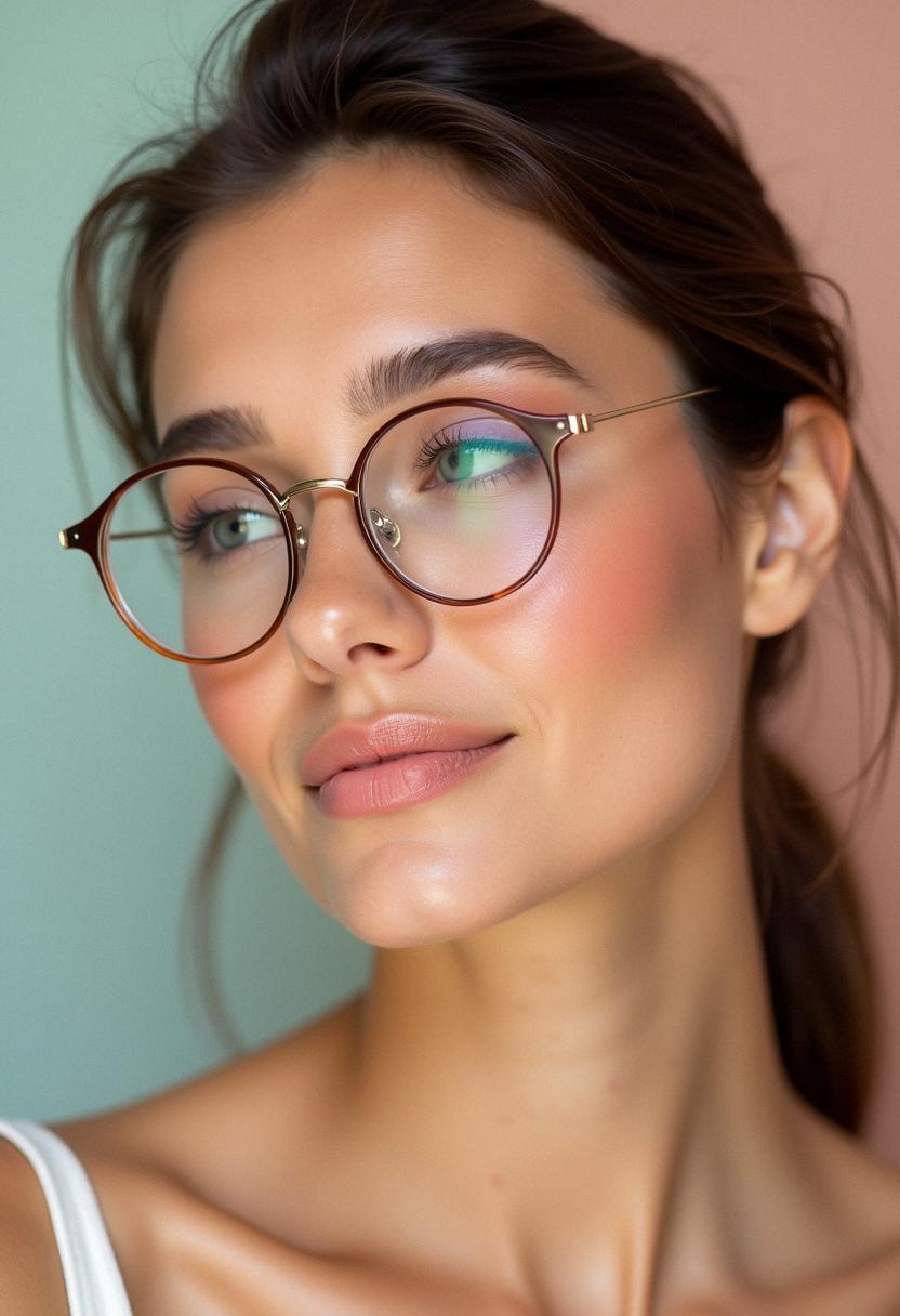 light makeup with glasses
