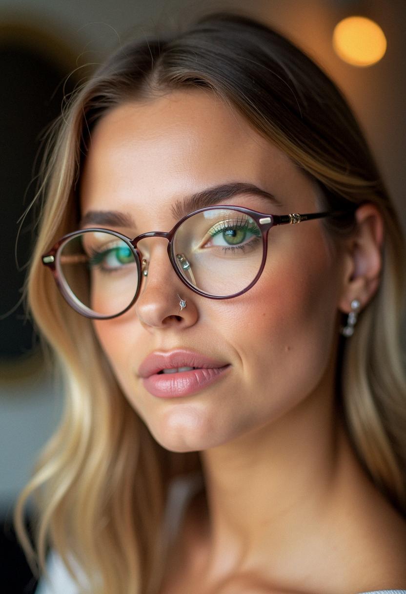 light makeup with glasses