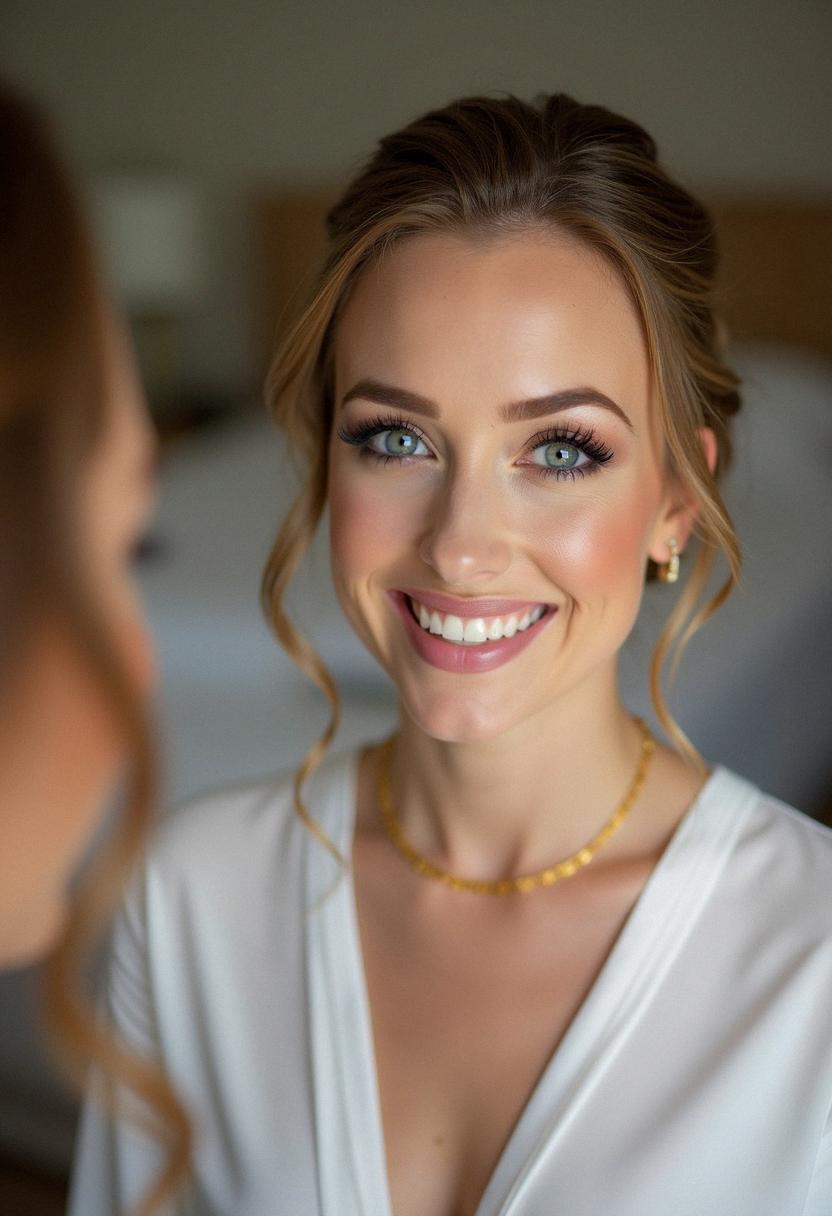 makeup bridesmaid blue eyes