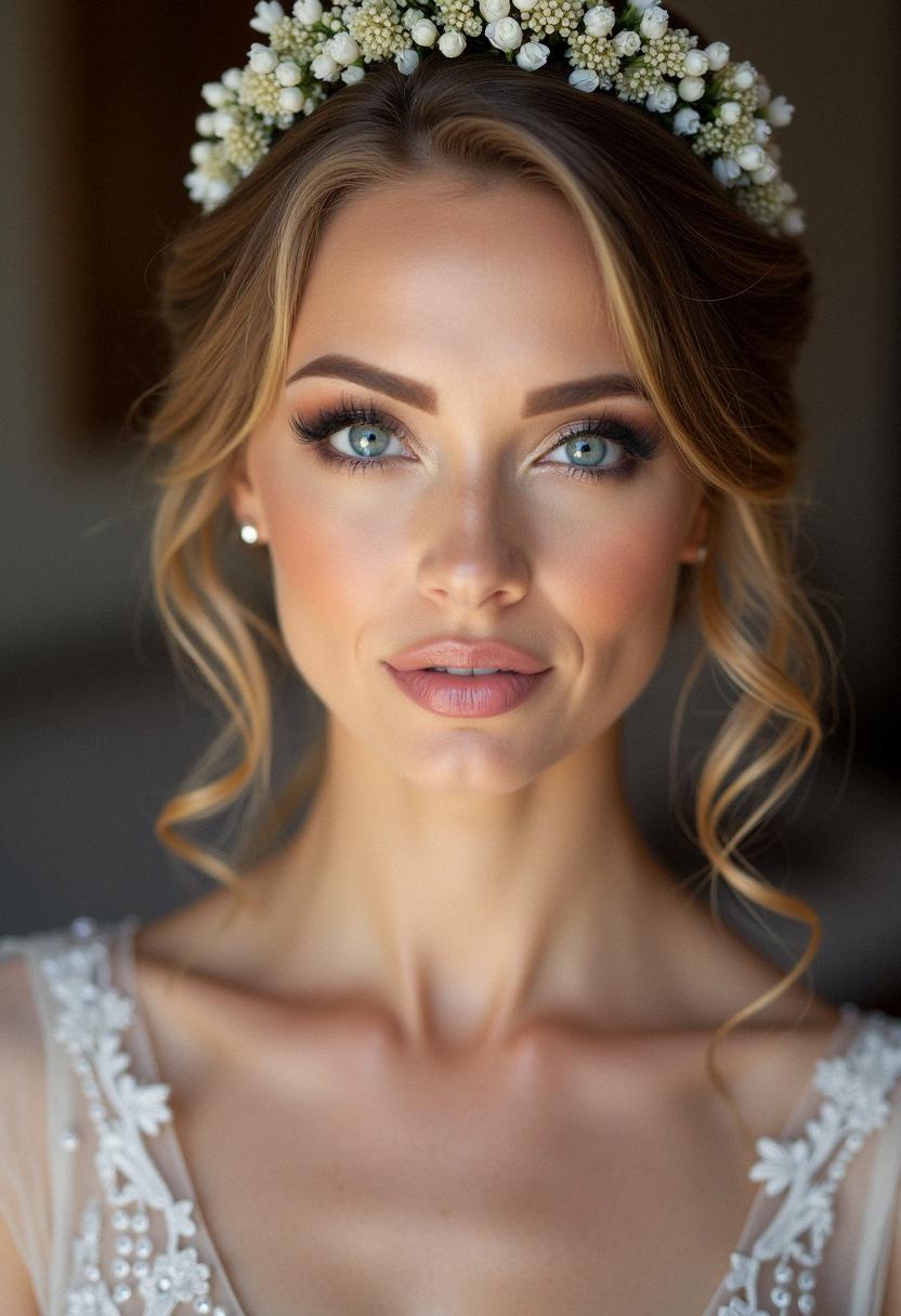 makeup bridesmaid blue eyes