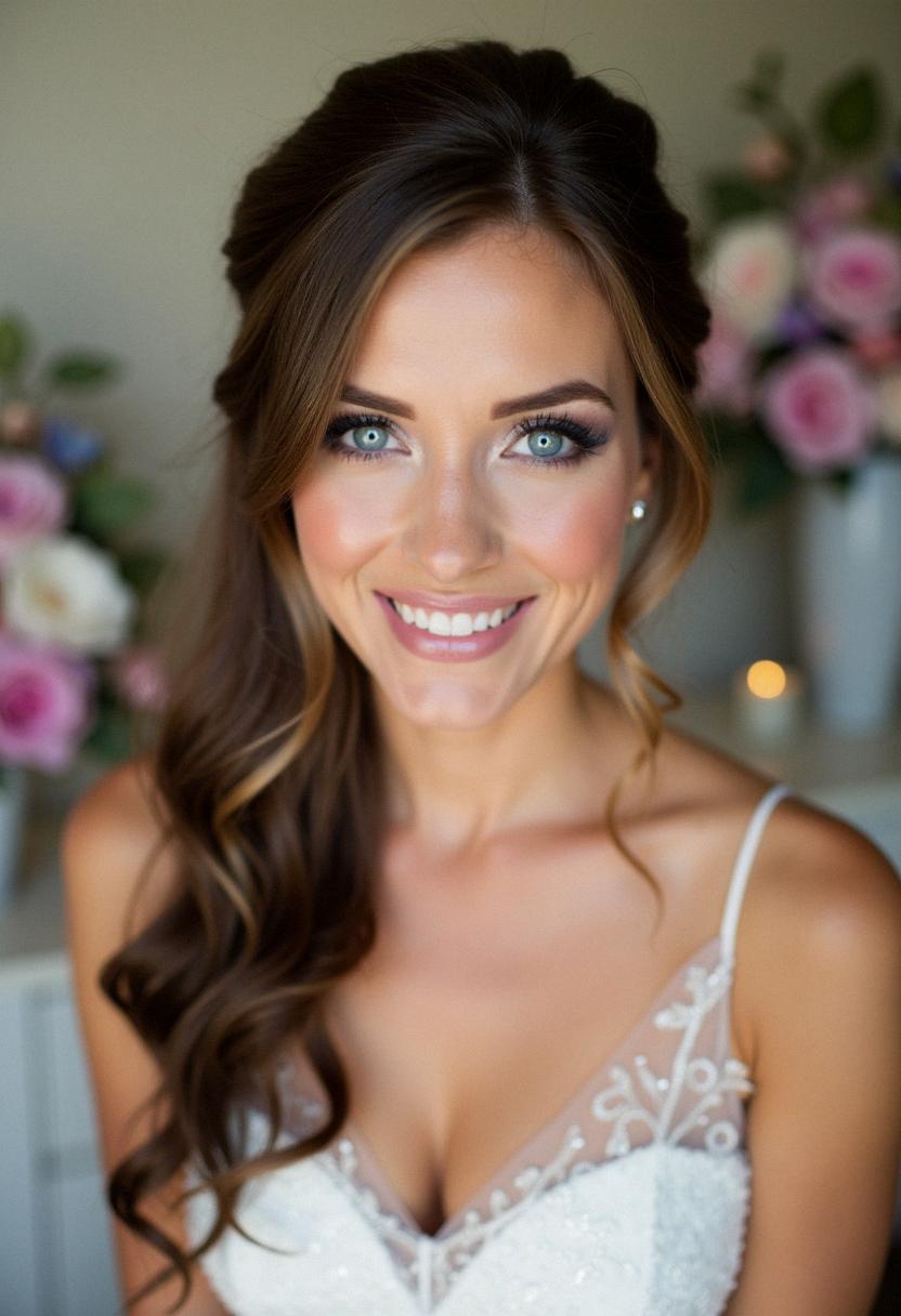 makeup bridesmaid blue eyes