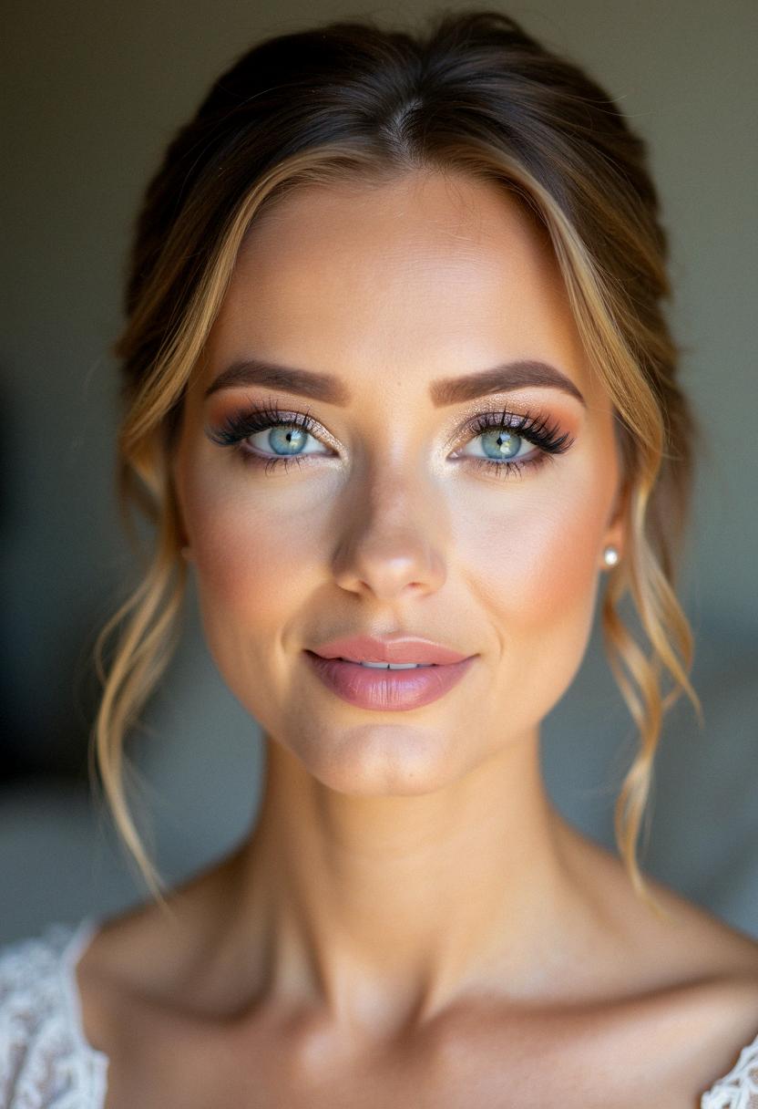 makeup bridesmaid blue eyes
