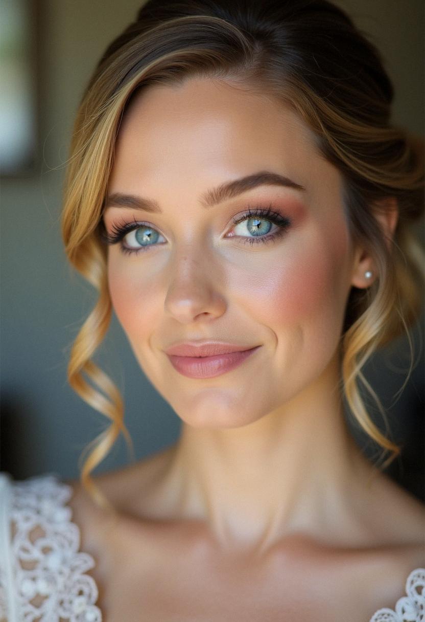makeup bridesmaid blue eyes