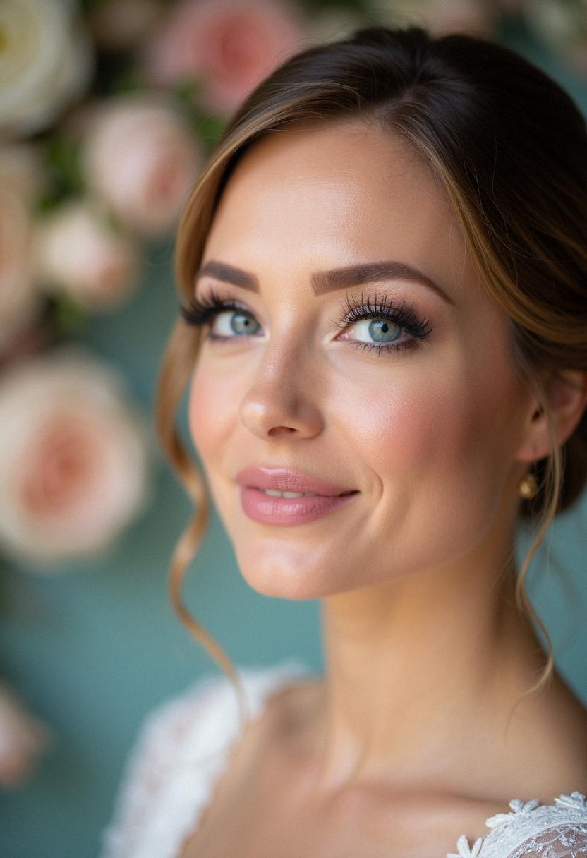 makeup bridesmaid blue eyes