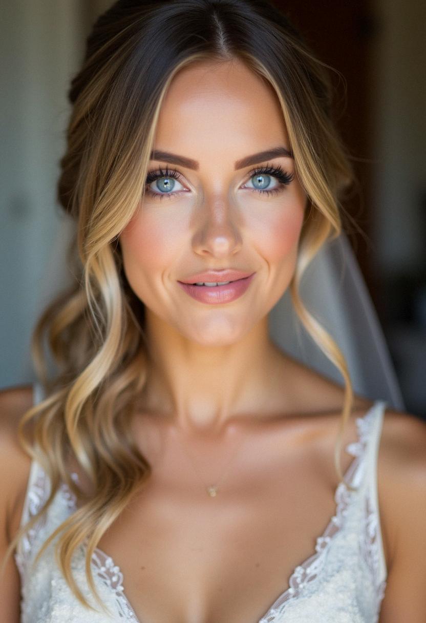 makeup bridesmaid blue eyes