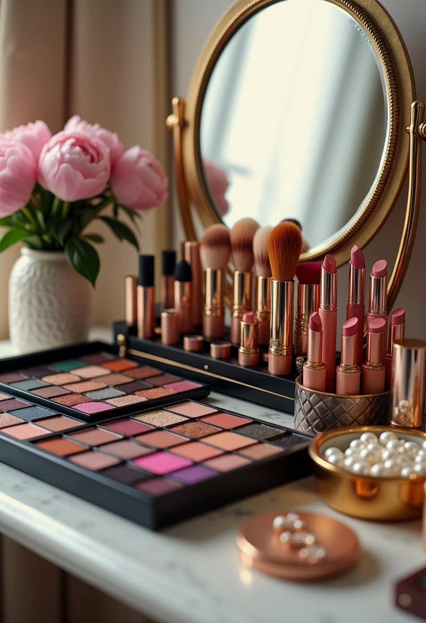 makeup desk setup