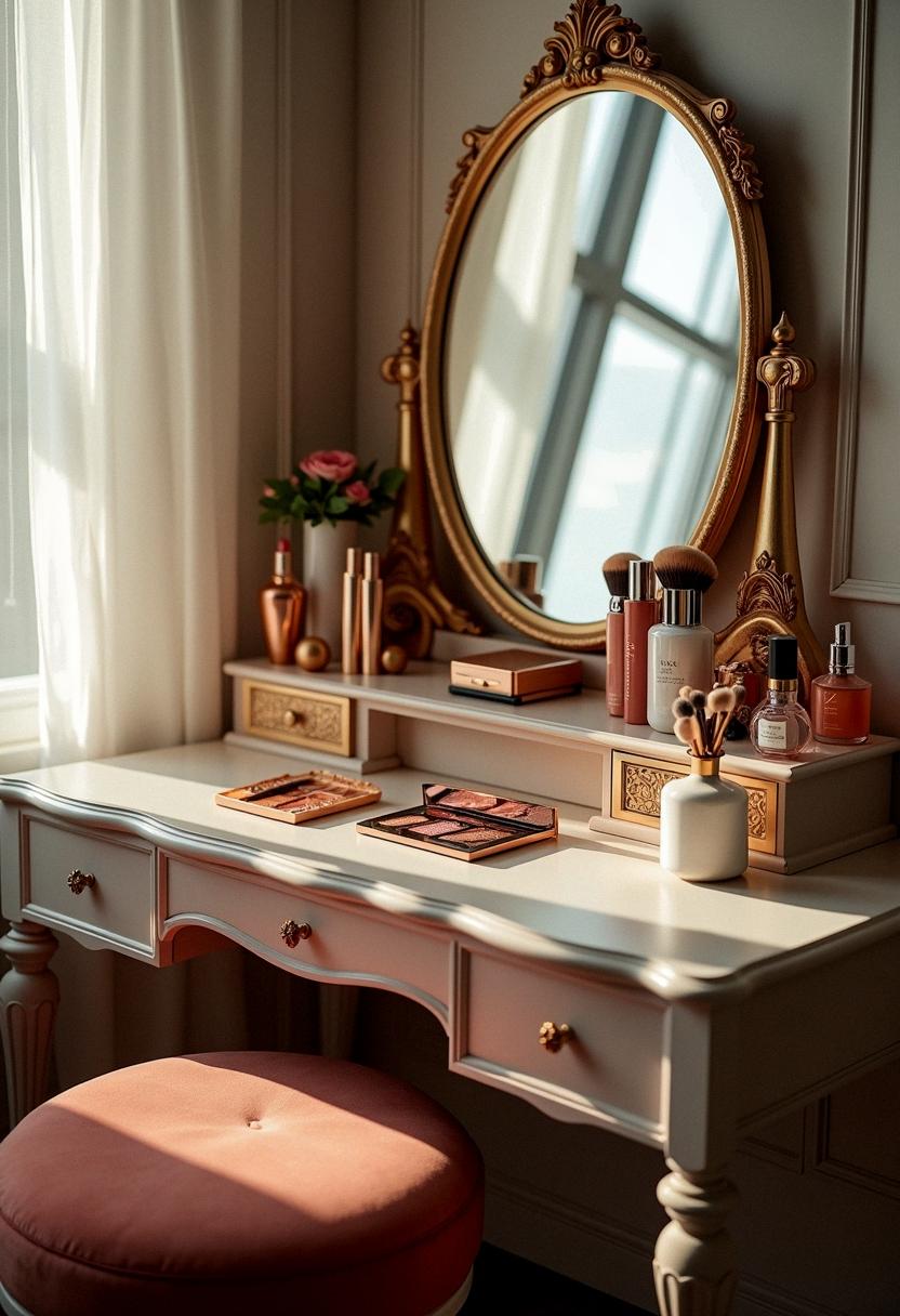 makeup desk setup