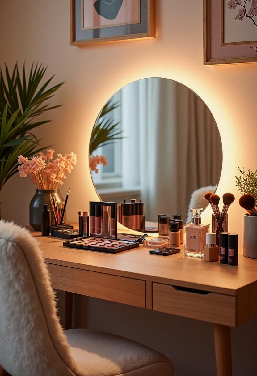 makeup desk setup