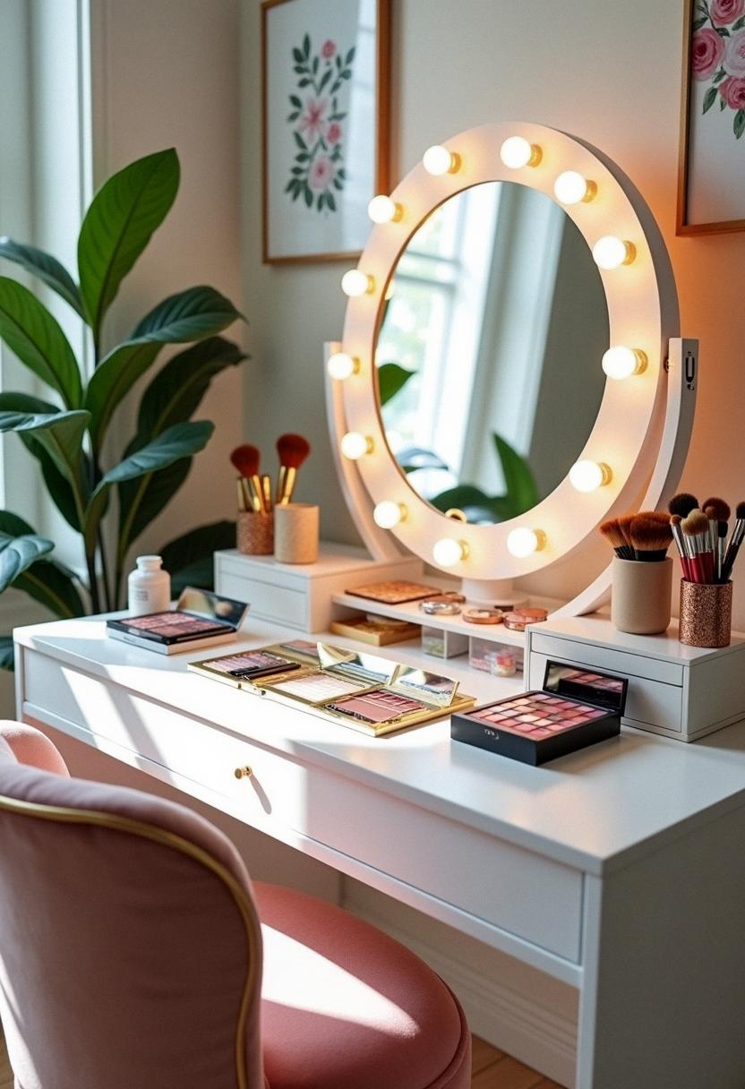 makeup desk setup