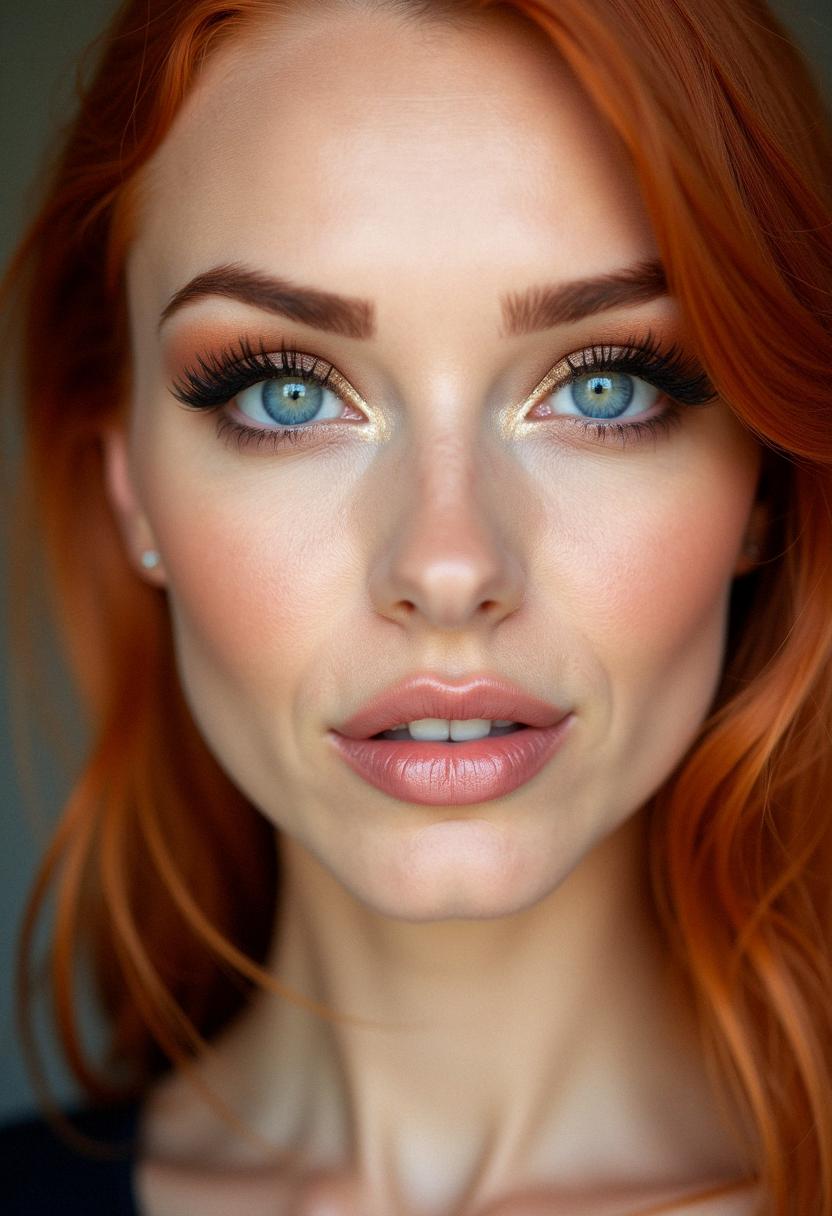 makeup for blue eyes red hair