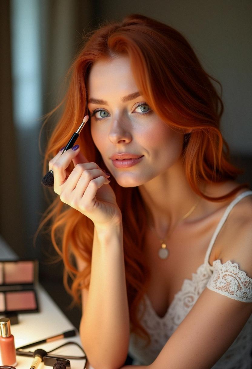 makeup for blue eyes red hair