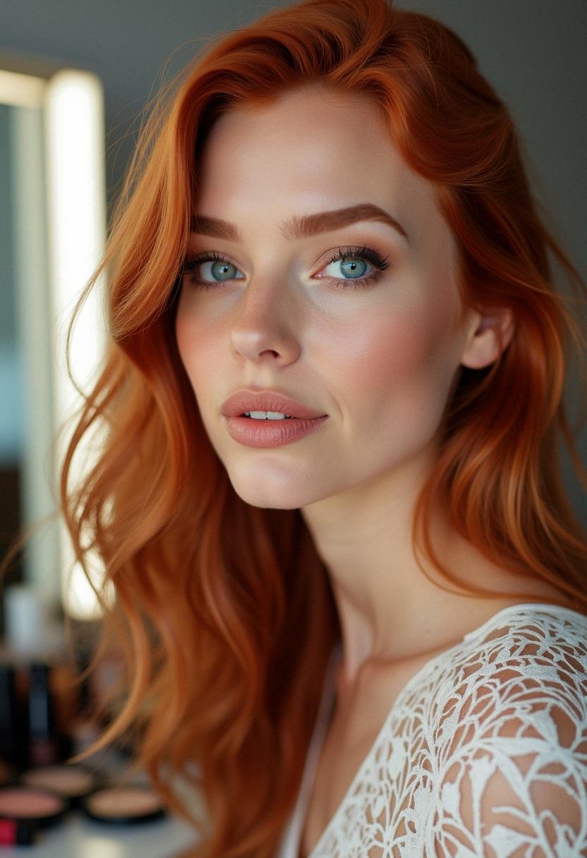 makeup for blue eyes red hair