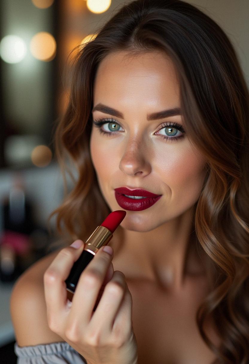 makeup lips red dark