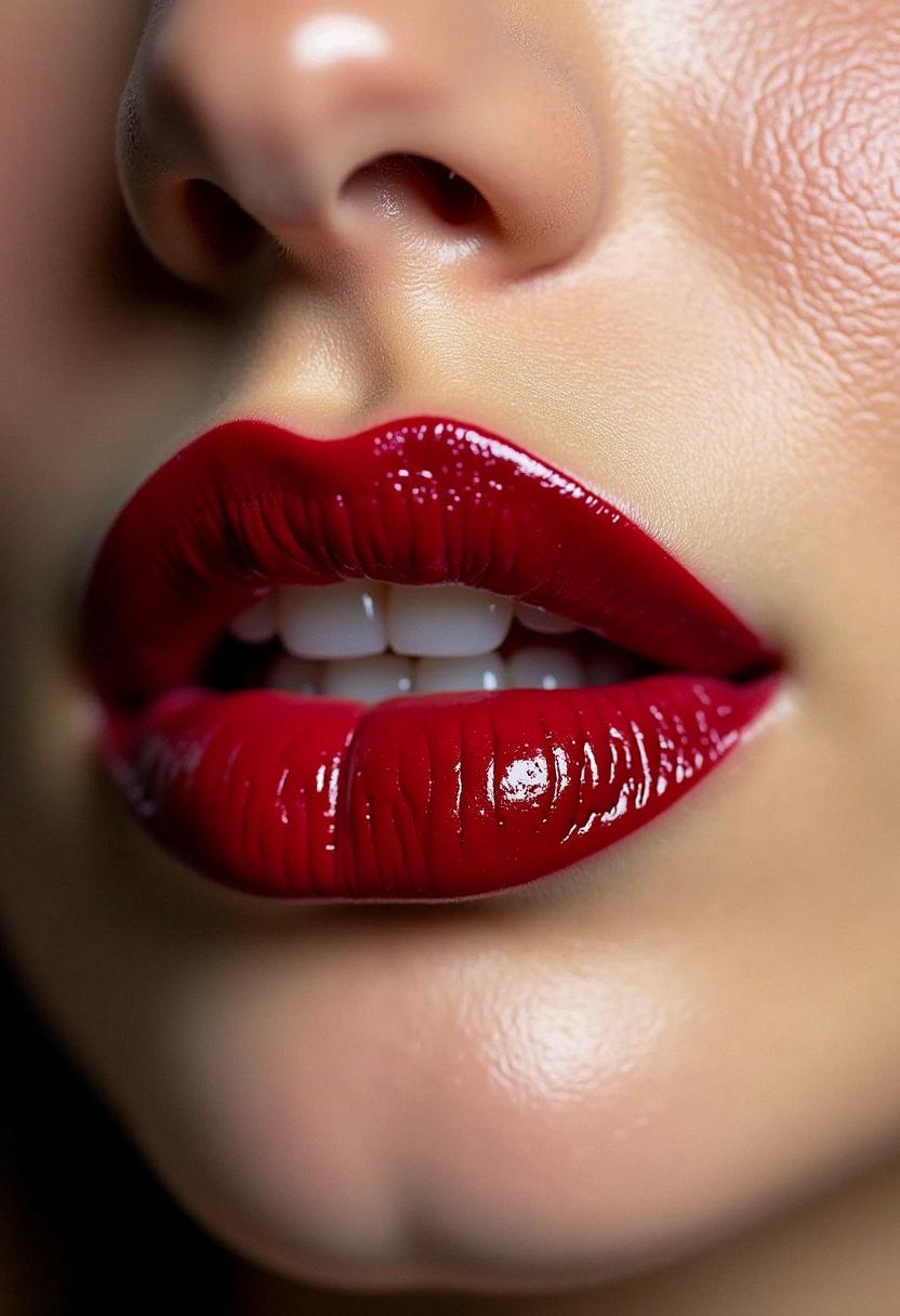 makeup lips red dark