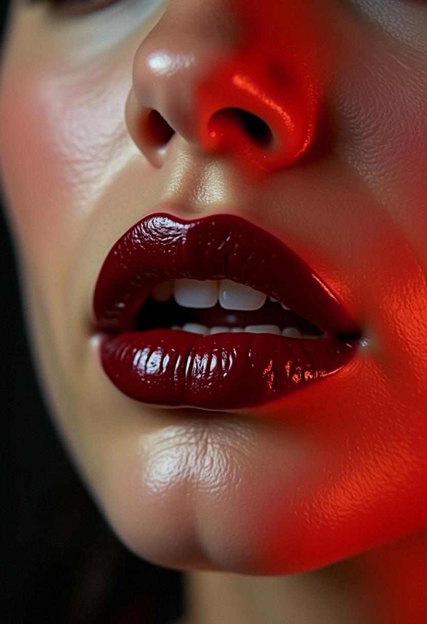 makeup lips red dark