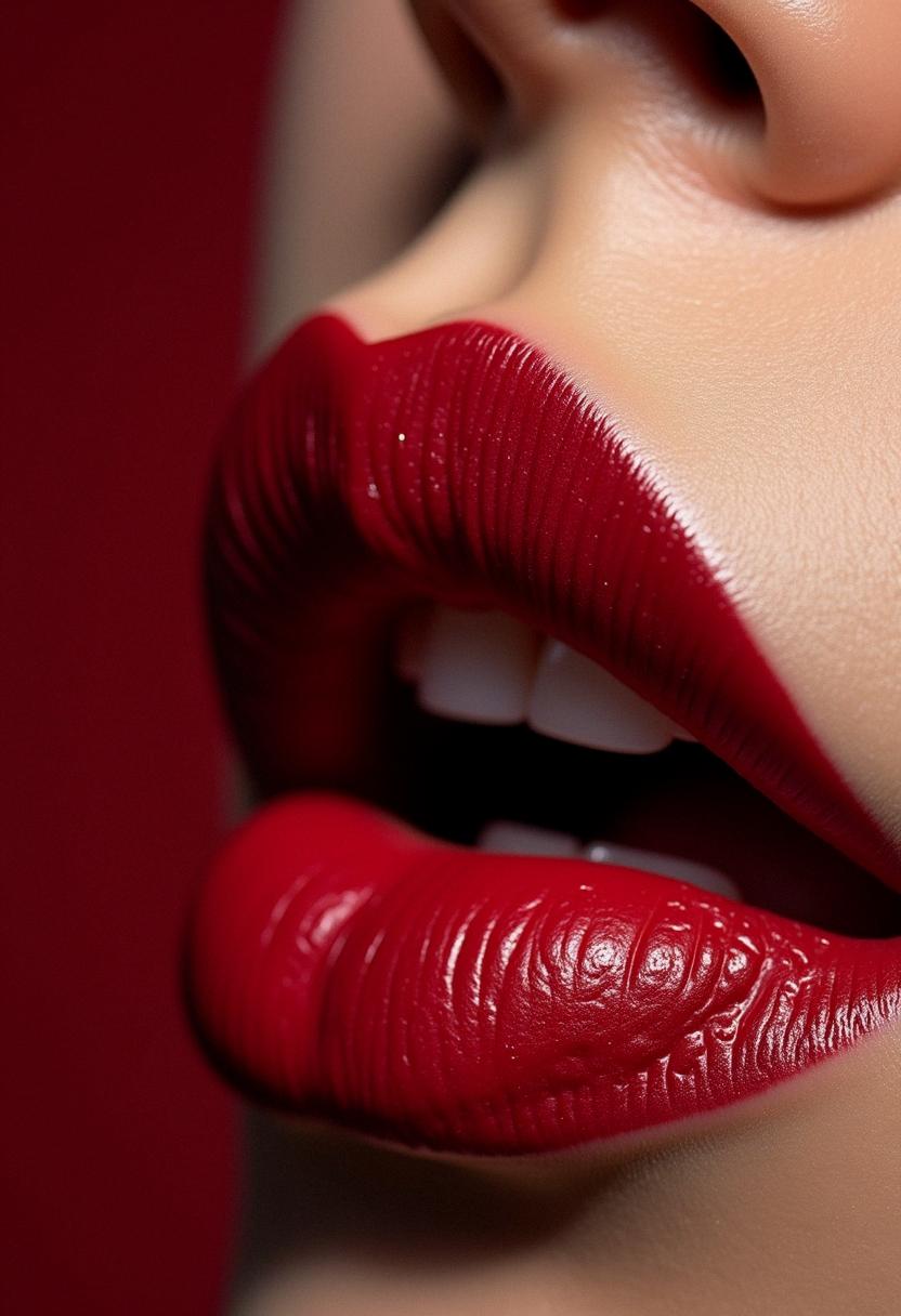 makeup lips red dark