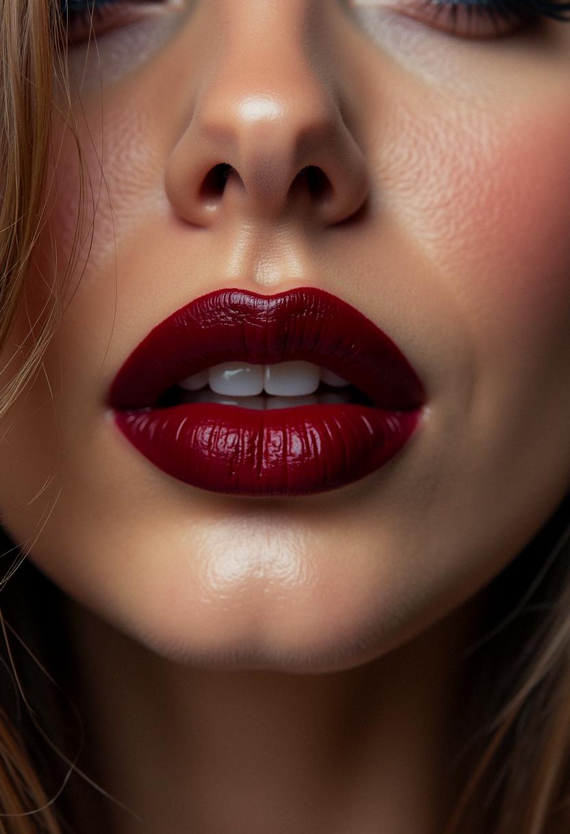 makeup lips red dark
